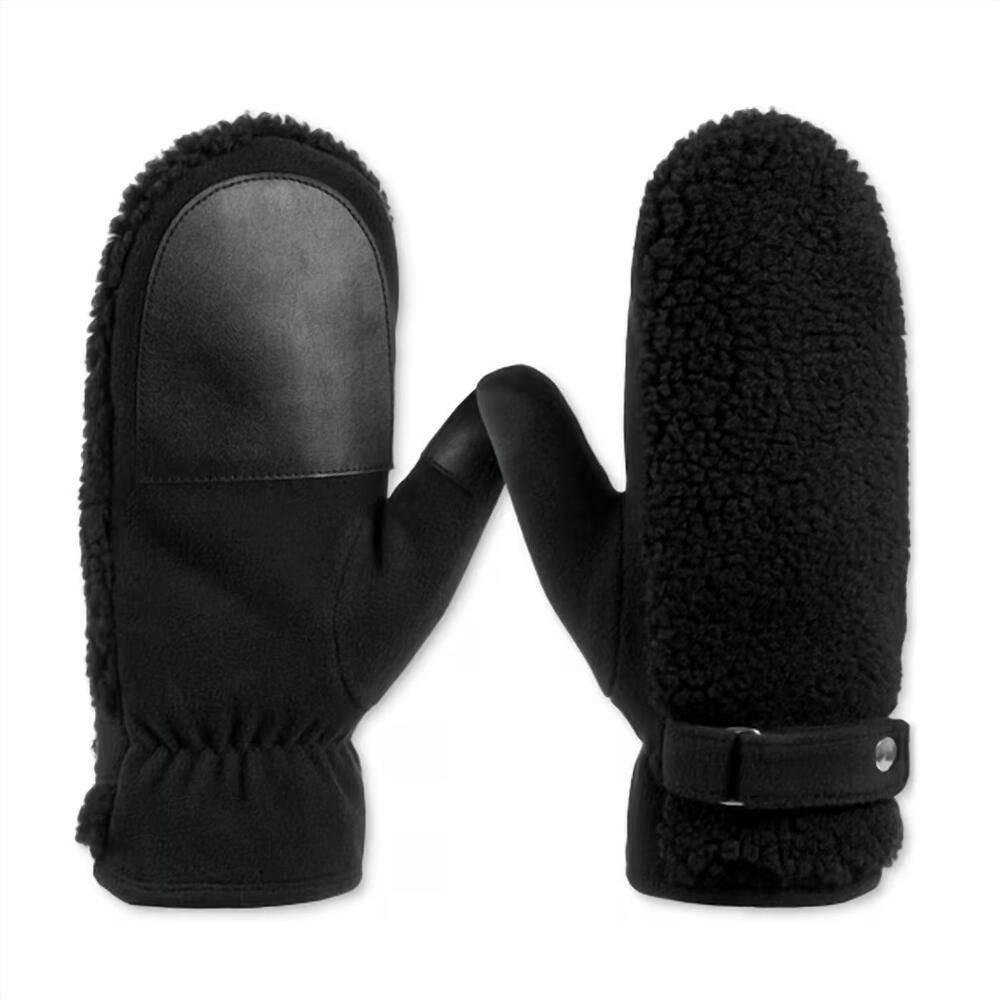 NEW ISOTONER women's signature fleece lined smart-touch berber mittens in black